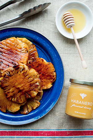 Grilled Habanero Pineapple with Honey Jar