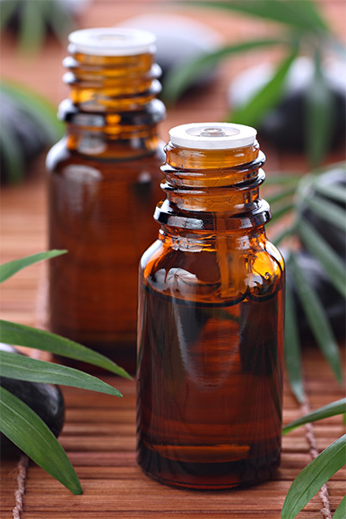 Bottles of essential oils