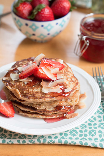 coconut pancakes on table