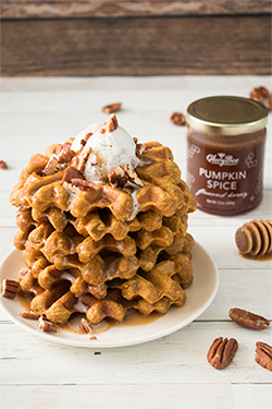 Pumpkin waffle with honey