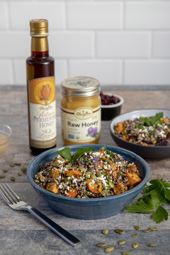bowl on sweet potato quinoa on table